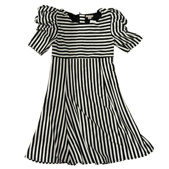 Habitual Girls Striped Puff Sleeve Dress – Size‎ 12 🖤🤍 - Picture 1 of 3
